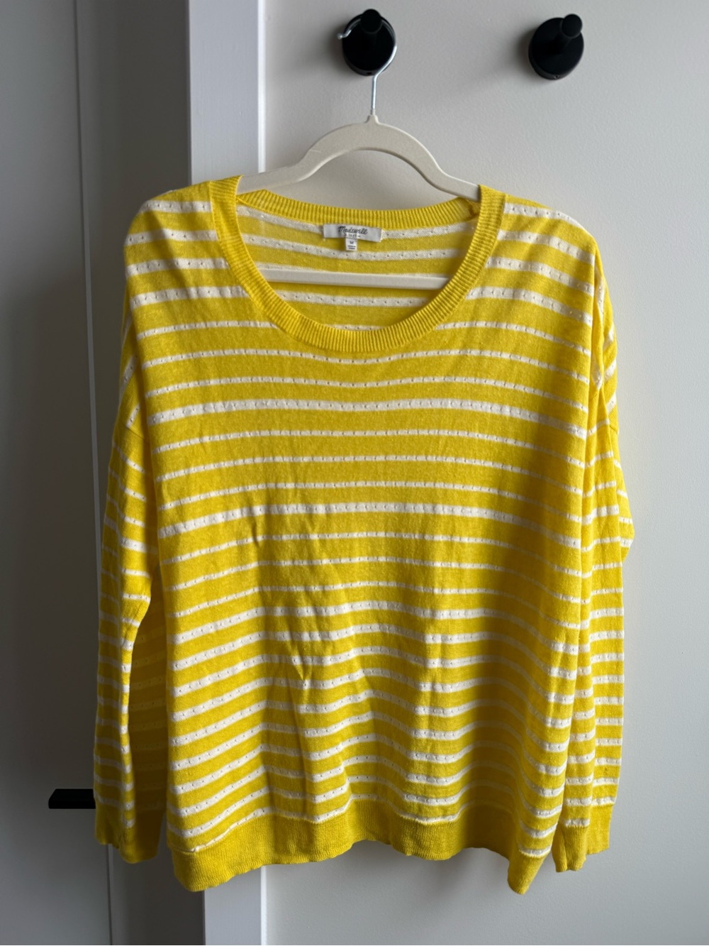 Madewell Yellow and White Striped Knit Top